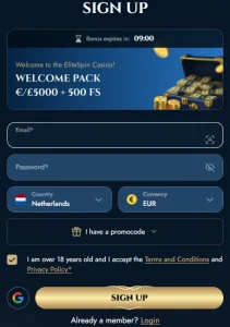 elitespin casino register